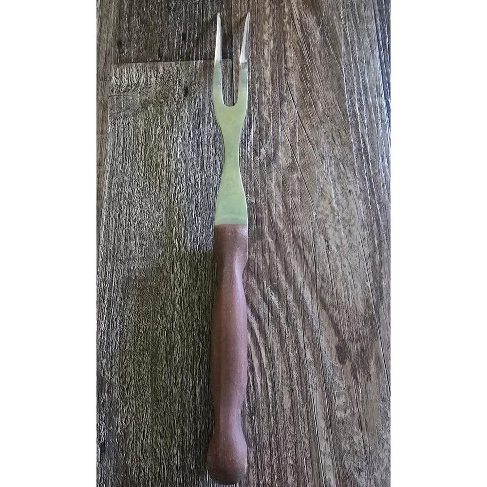 Cutco #27  Carving Fork Brown Rustic Ergonomic Wood Handle Meat Tool